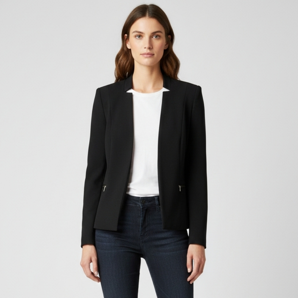 Only Black Fitted Blazer with Modern Collarless Design size 36